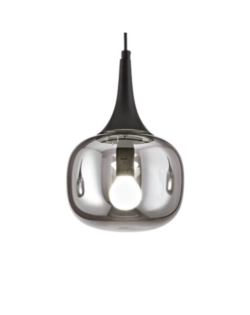 Suspension linéaire Latiano en métal et trois diffuseurs en verre gris/noir - 97 x 14 x 27 cm