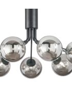 Suspension Surbo en métal avec neuf diffuseurs en verre noir - 83,4 x 83 x 41 cm