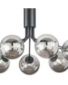 Suspension Surbo en métal avec neuf diffuseurs en verre noir - 83,4 x 83 x 41 cm