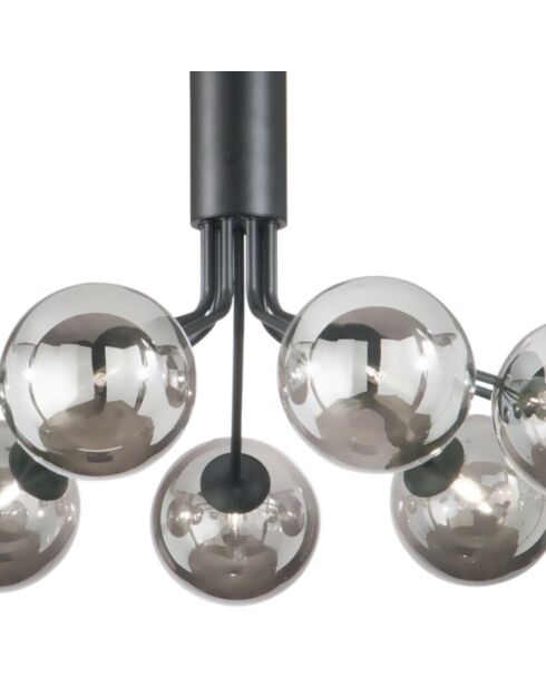 Suspension Surbo en métal avec neuf diffuseurs en verre noir - 83,4 x 83 x 41 cm