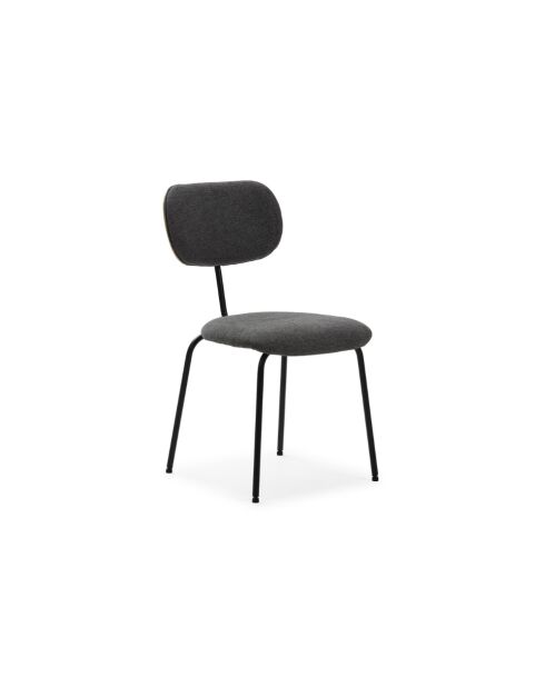 Ensemble de 4 chaises en tissu Fasano avec pieds en métal noir - 59 x 46 x 86 cm