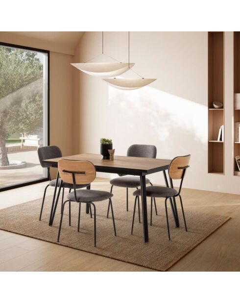 Ensemble de 4 chaises en tissu Fasano avec pieds en métal noir - 59 x 46 x 86 cm