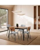 Ensemble de 4 chaises en tissu Fasano avec pieds en métal gris - 59 x 46 x 86 cm