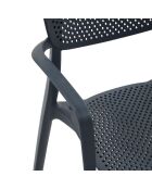 Ensemble de 2 chaises Rapallo empilables pour une utilisation intérieure et extérieure anthracite - 54 x 53 x 82 cm