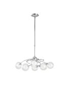 Suspension Roccella en métal chromé avec six diffuseurs en verre chrome - 66 x 66 x 68 cm