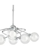 Suspension Roccella en métal chromé avec six diffuseurs en verre chrome - 66 x 66 x 68 cm