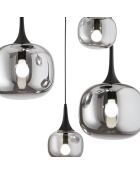 Suspension Latiano en métal et cinq diffuseurs en verre gris/noir - 70 x 70 x 100 cm