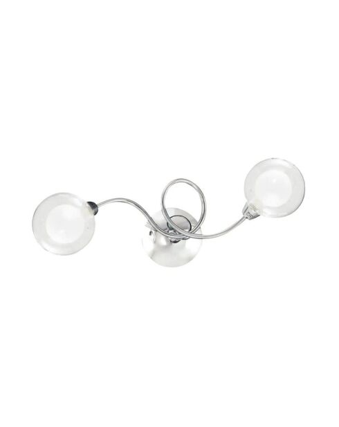 Plafonnier Roccella en métal chromé avec deux diffuseurs en verre chrome - 42 x 10 x 15 cm