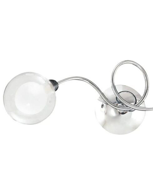 Plafonnier Roccella en métal chromé avec deux diffuseurs en verre chrome - 42 x 10 x 15 cm