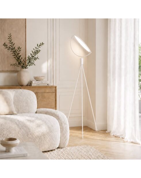 Lampadaire Lesina en métal avec diffuseur réglable blanc - 45 x 51 x 170 cm