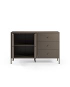 Buffet à 2 portes et 3 tiroirs Veroli en métal perforé moka - 140 x 40 x 90 cm