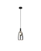 Suspension Rodi à une lumière avec structure en métal et verre chromé noir - 14 x 14 x 24 cm
