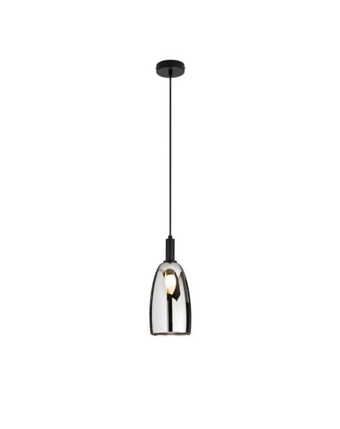 Suspension Rodi à une lumière avec structure en métal et verre chromé noir - 14 x 14 x 24 cm