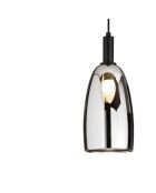 Suspension Rodi à une lumière avec structure en métal et verre chromé noir - 14 x 14 x 24 cm