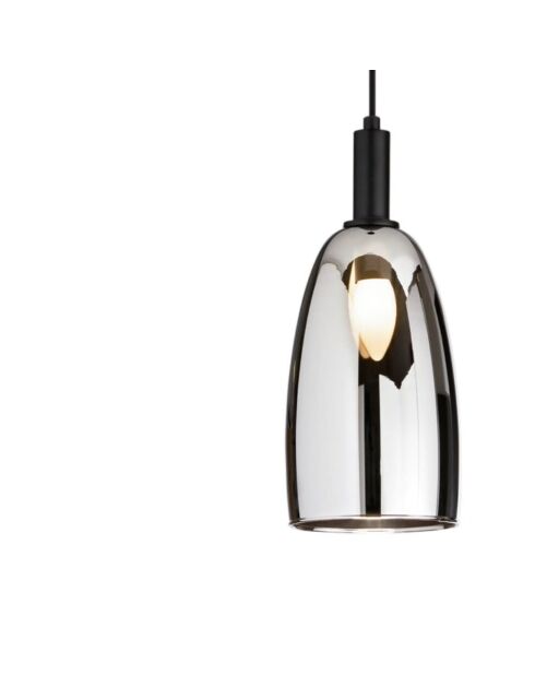 Suspension Rodi à une lumière avec structure en métal et verre chromé noir - 14 x 14 x 24 cm