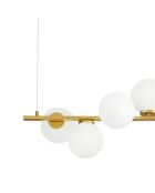 Suspension en métal Bordighera avec diffuseurs en verre doré - 120 x 32 x 32 cm