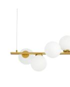 Suspension en métal Bordighera avec diffuseurs en verre doré - 120 x 32 x 32 cm