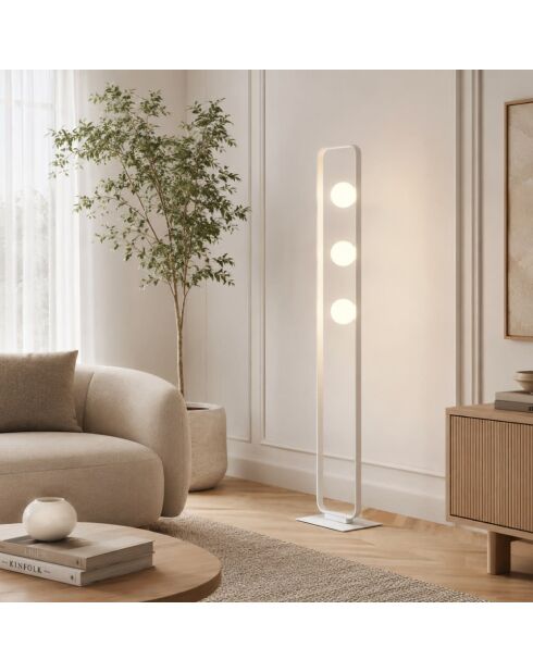 Lampadaire Roseto en aluminium à trois lumières blanc - 28 x 22 x 140 cm