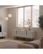 Buffet à 4 portes Anagni en stratifié structure métallique crème - 200 x 40 x 77,9 cm