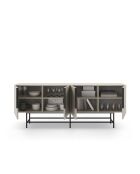 Buffet à 4 portes Anagni en stratifié structure métallique crème - 200 x 40 x 77,9 cm