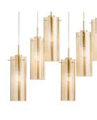 Suspension Dorgali en métal avec neuf diffuseurs en verre doré - 90 x 30 x 42,2 cm