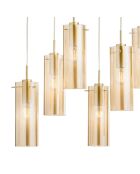 Suspension Dorgali en métal avec neuf diffuseurs en verre doré - 90 x 30 x 42,2 cm