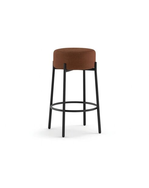 Ensemble de 2 tabourets de bar et de cuisine en tissu Tropea rouille/noir - 41 x 41 x 67 cm