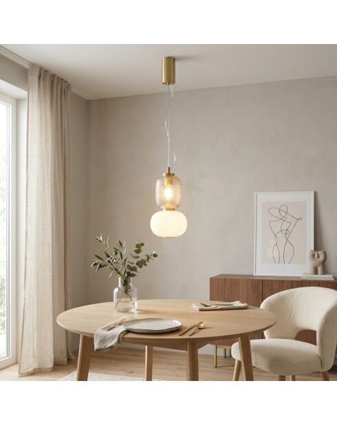 Suspension Bolzano en métal avec diffuseur noir - 17 x 17 x 32 cm