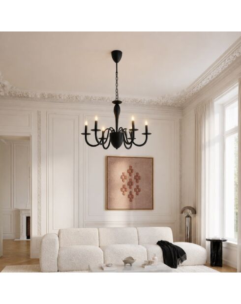 Lustre métallique à six lumières Civitella noir - 78 x 78 x 53 cm