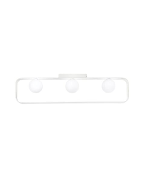Plafonnier Roseto à trois lumières en aluminium et verre satiné blanc - 80 x 10 x 20,5 cm