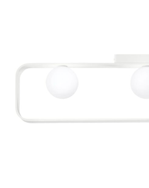 Plafonnier Roseto à trois lumières en aluminium et verre satiné blanc - 80 x 10 x 20,5 cm