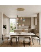 Suspension Nardò avec six diffuseurs en verre multicolore - 57 x 235,5 cm