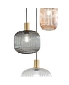 Suspension Pietrasanta avec trois diffuseurs en verre noir/transparent/fumé - 220 cm