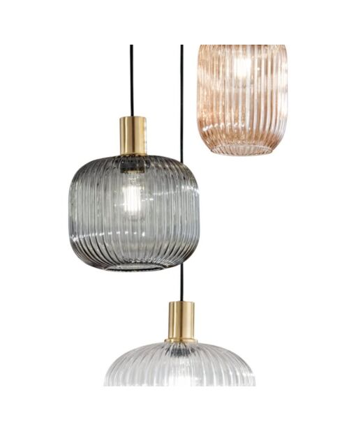 Suspension Pietrasanta avec trois diffuseurs en verre noir/transparent/fumé - 220 cm