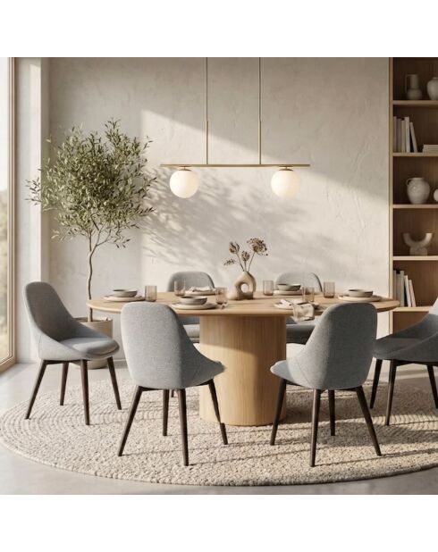 Ensemble de 4 chaises de salle à manger avec structure en noyer massif Bellagio gris/noyer massif - 49 x 58 x 85 cm