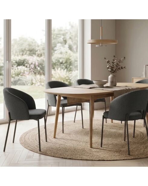 Ensemble de 2 chaises de salle à manger revêtues de tissu Lucca gris foncé/anthracite - 55,5 x 52 x 78,5 cm