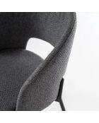 Ensemble de 2 chaises de salle à manger revêtues de tissu Lucca gris foncé/anthracite - 55,5 x 52 x 78,5 cm