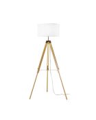 Lampadaire Senigallia avec trépied en bois et abat - jour en tissu bois - 75 x 75 x 151 cm