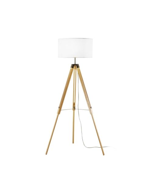 Lampadaire Senigallia avec trépied en bois et abat - jour en tissu bois - 75 x 75 x 151 cm