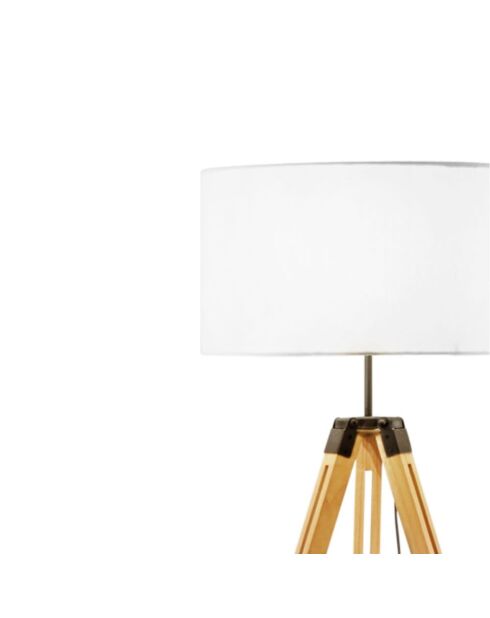 Lampadaire Senigallia avec trépied en bois et abat - jour en tissu bois - 75 x 75 x 151 cm