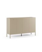 Buffet à 2 portes et 3 tiroirs Veroli en métal perforé sable - 140 x 40 x 90 cm