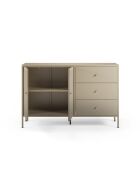 Buffet à 2 portes et 3 tiroirs Veroli en métal perforé sable - 140 x 40 x 90 cm