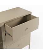 Buffet à 2 portes et 3 tiroirs Veroli en métal perforé sable - 140 x 40 x 90 cm