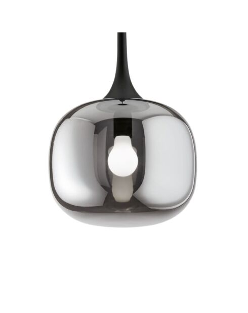 Suspension Latiano en métal et diffuseur en verre gris/noir - 30 x 25 x 46 cm
