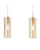 Suspension linéaire Dorgali en métal avec trois diffuseurs en verre doré - 79 x 10 x 33 cm
