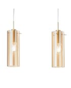 Suspension linéaire Dorgali en métal avec trois diffuseurs en verre doré - 79 x 10 x 33 cm