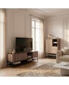 Meuble TV à 2 portes et 2 étagères Palinuro en stratifié structure métallique brun - 180 x 35 x 55 cm