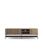 Meuble TV à 2 portes et 2 étagères Palinuro en stratifié structure métallique brun - 180 x 35 x 55 cm