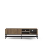 Meuble TV à 2 portes et 2 étagères Palinuro en stratifié structure métallique brun - 180 x 35 x 55 cm
