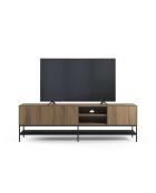 Meuble TV à 2 portes et 2 étagères Palinuro en stratifié structure métallique brun - 180 x 35 x 55 cm